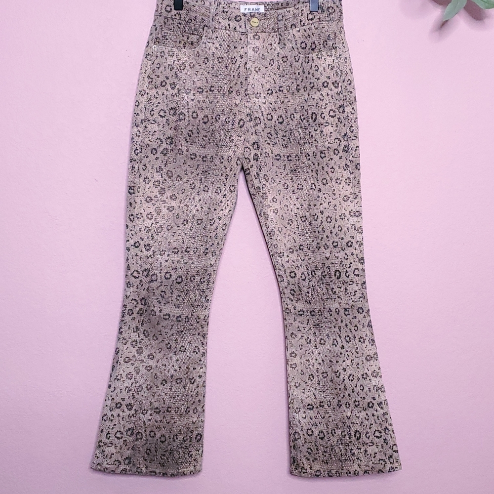 Frame Le Crop Mini Boot Snake Vanilla Multi Jeans - image 5